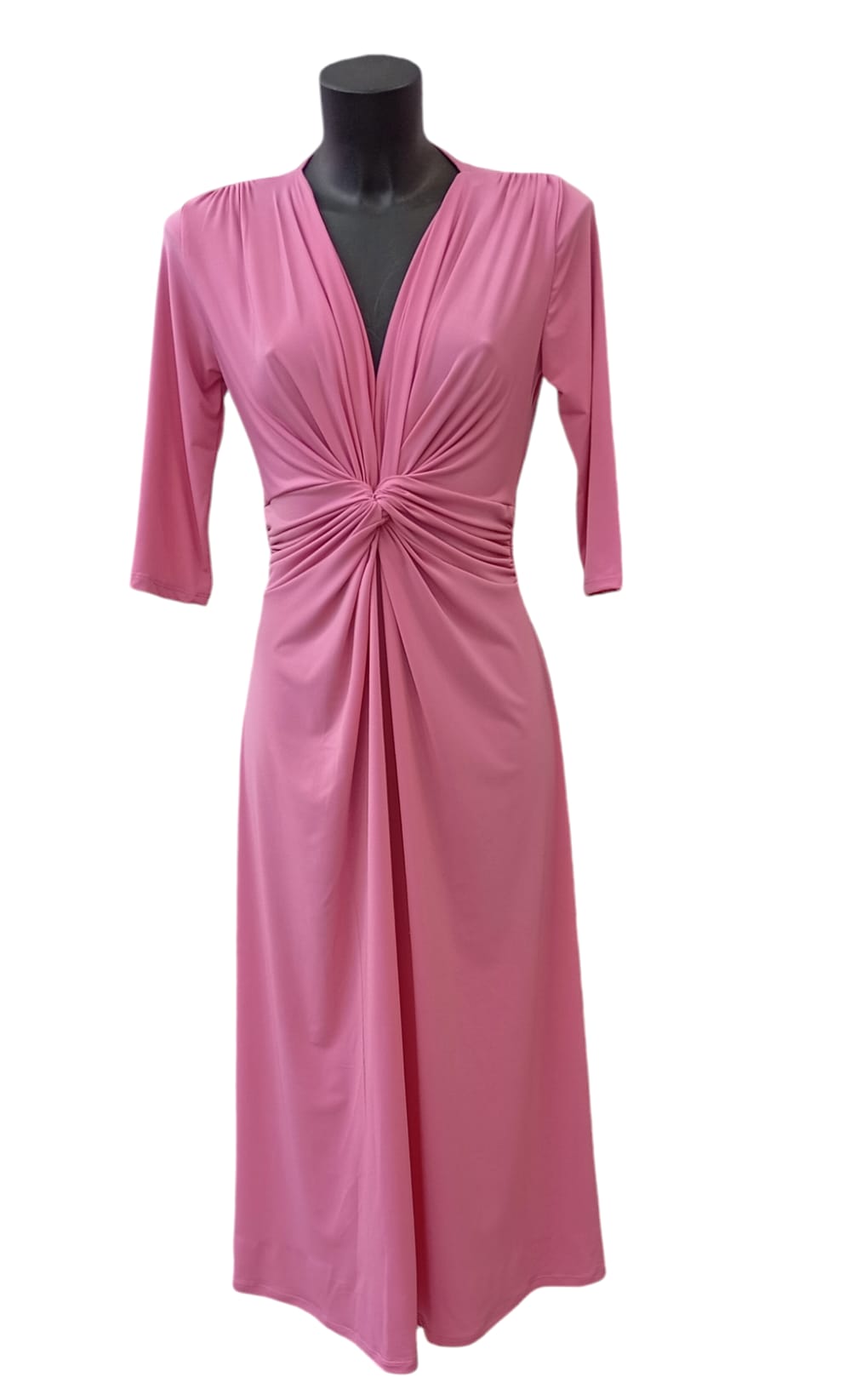 Vestido nudo MIDI liso rosa