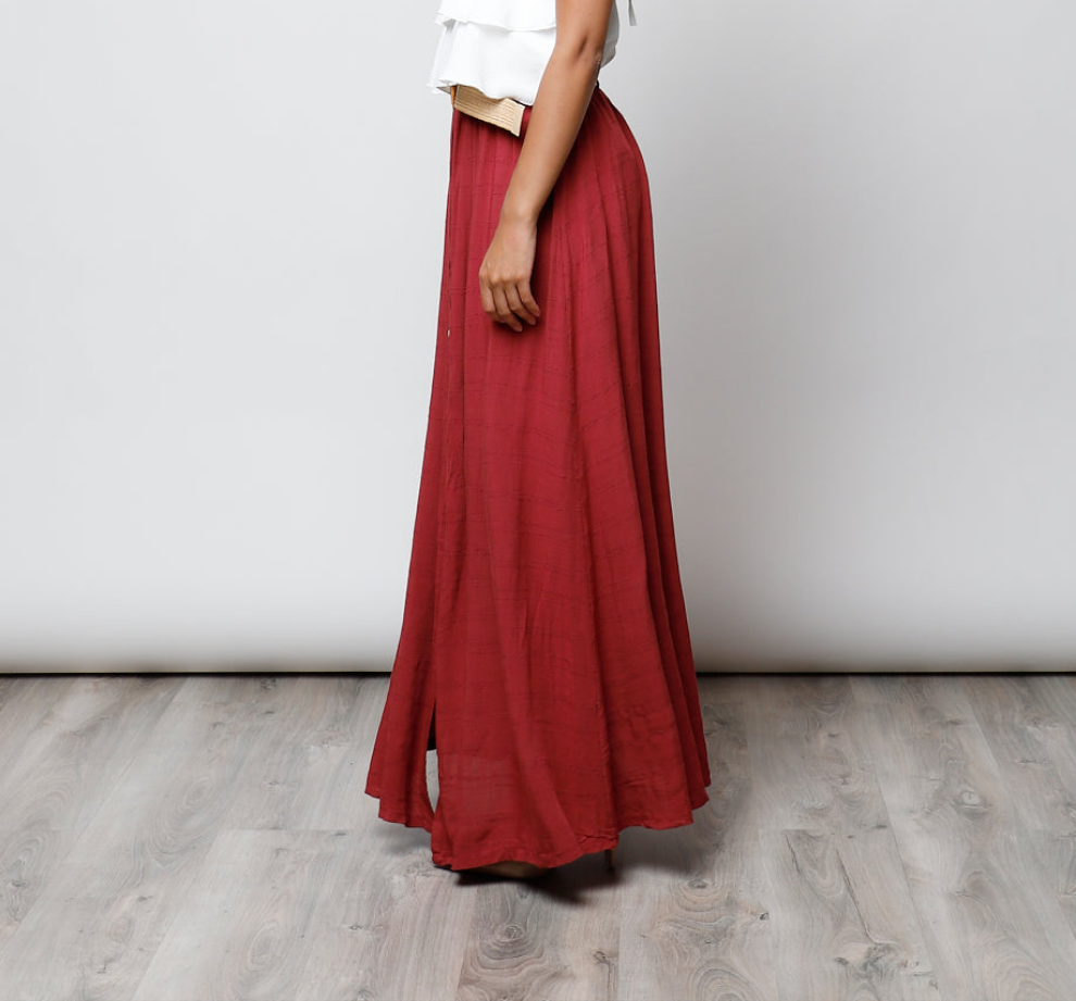 Falda Larga Bohemia con Botones frontales