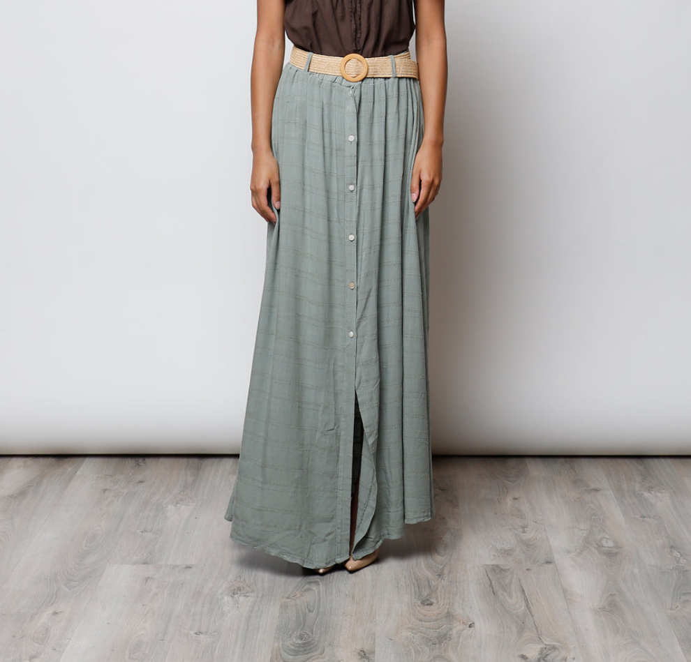 Falda Larga Bohemia con Botones frontales