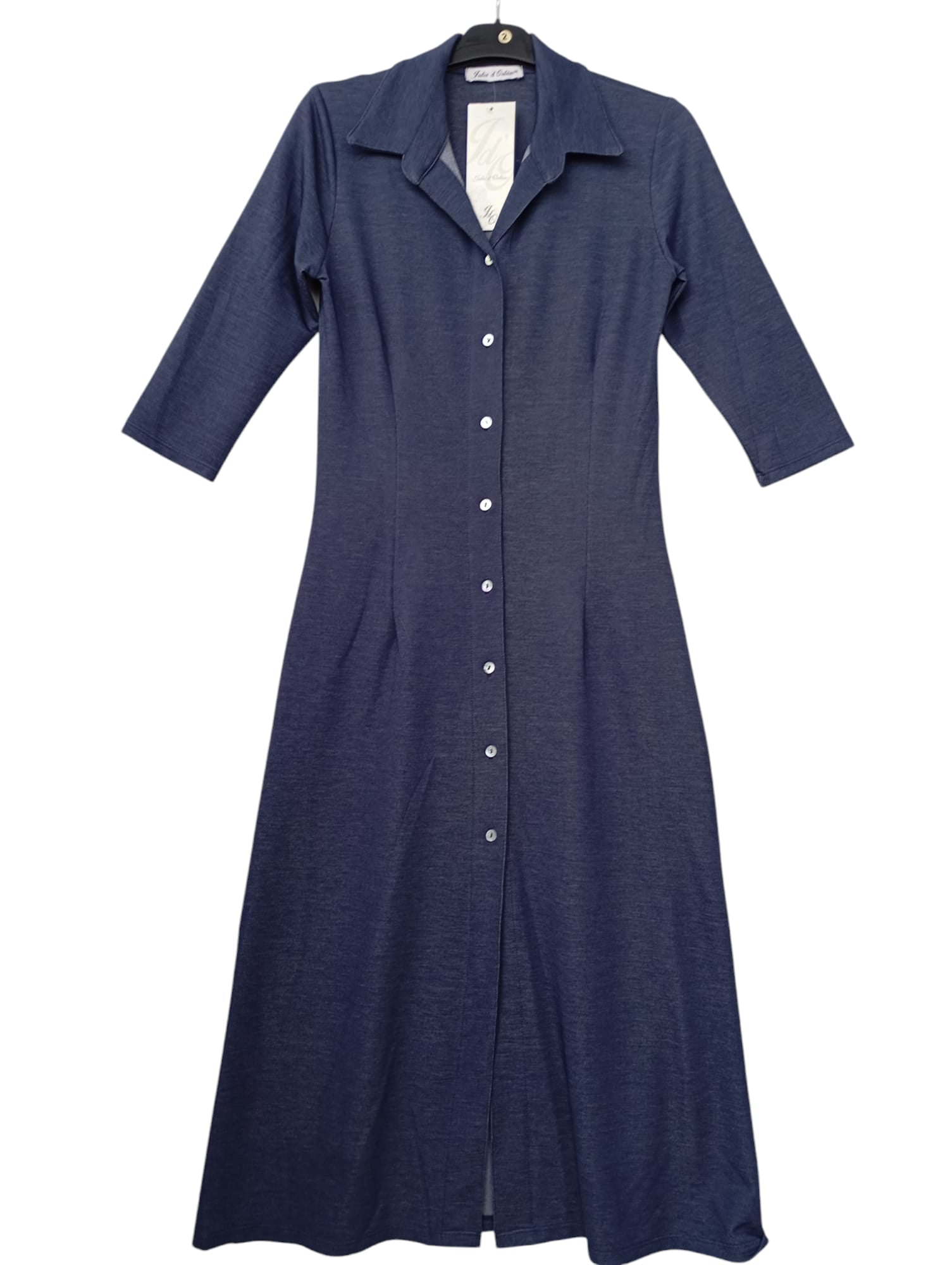 Vestido camisero Jeans Largo Midi de manga tres cuartos                           AGOTADO