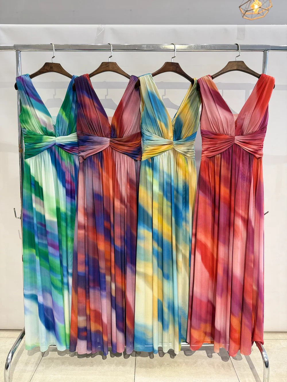 Vestido largo estampado de tirante ancho