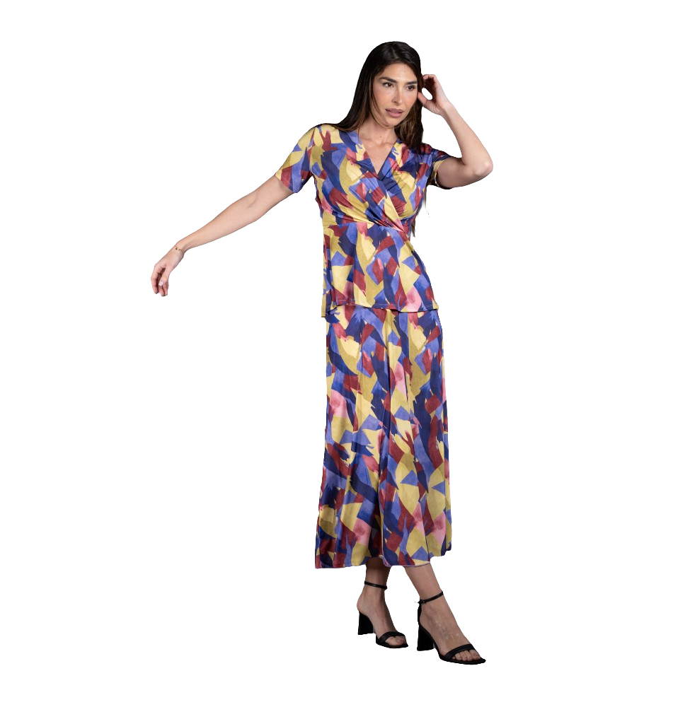 Conjunto geométrico vibrante de dos piezas