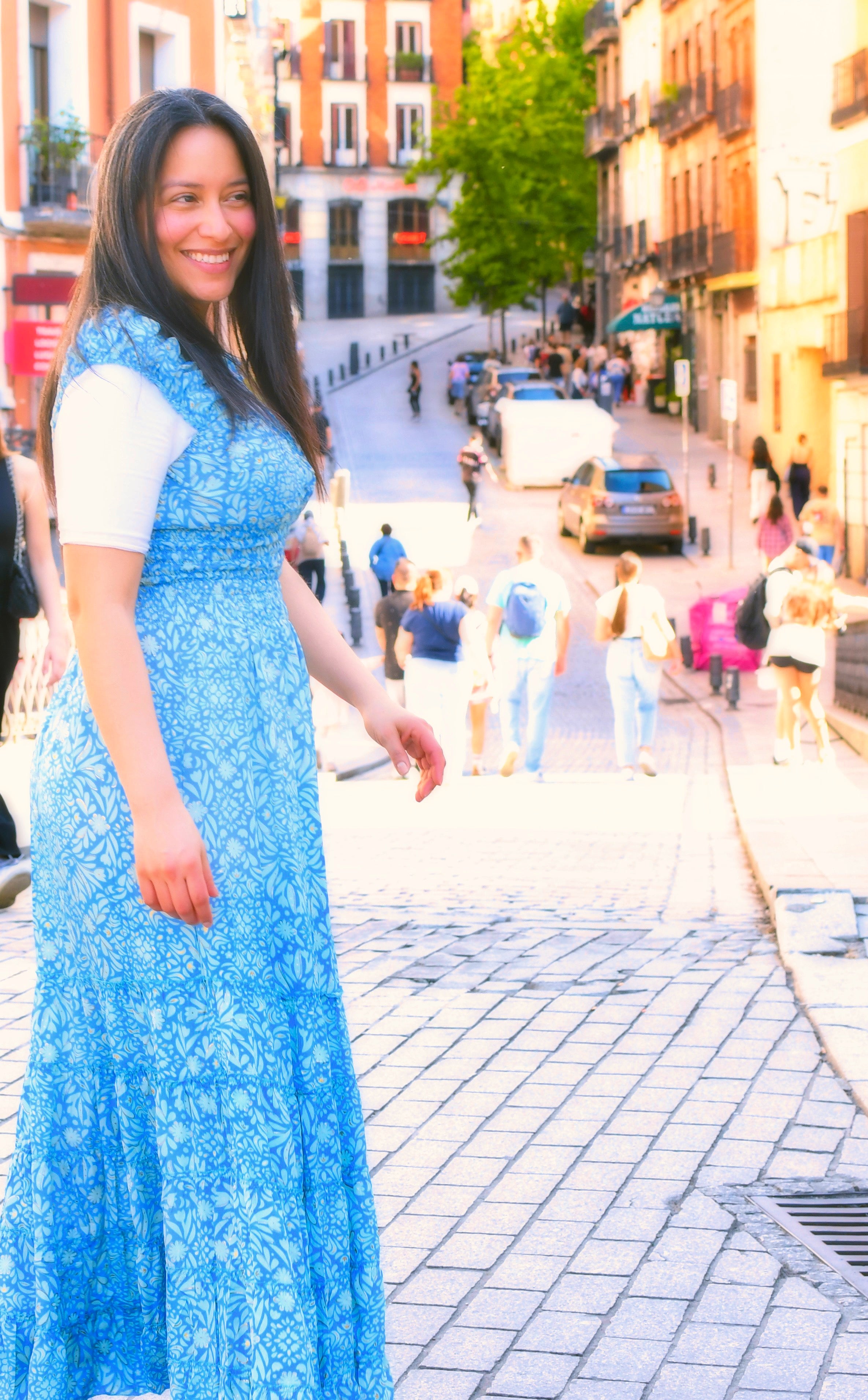 Vestido Azul Cielo Floral      A  G  O  T  A  D  O