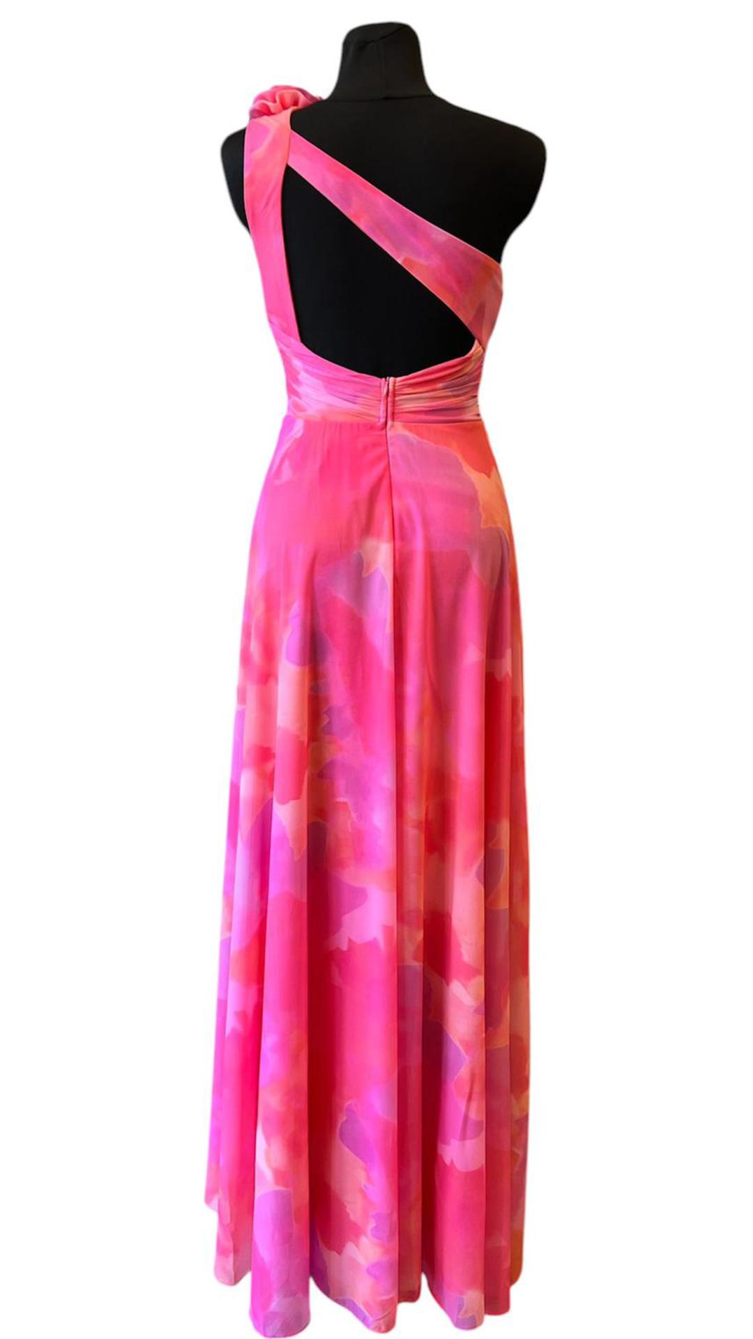 Elegante Vestido Largo Asimétrico con Estampado