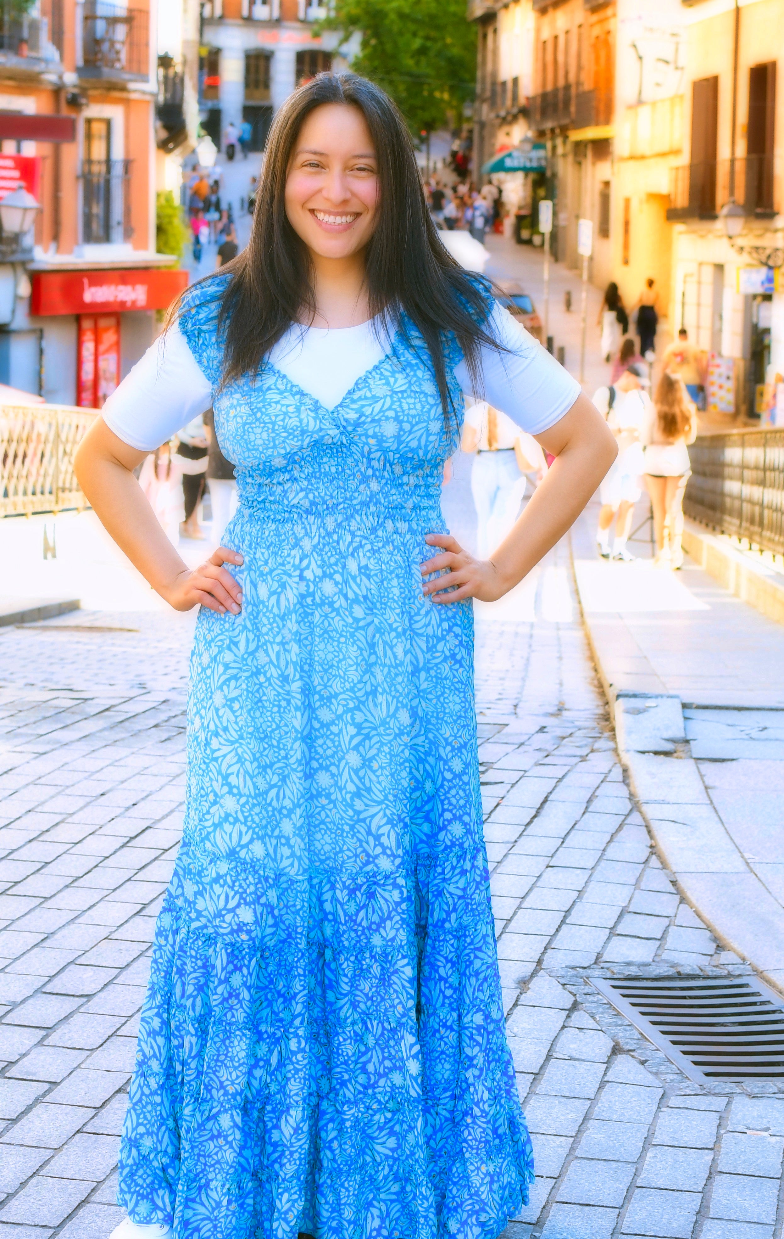 Vestido Azul Cielo Floral      A  G  O  T  A  D  O